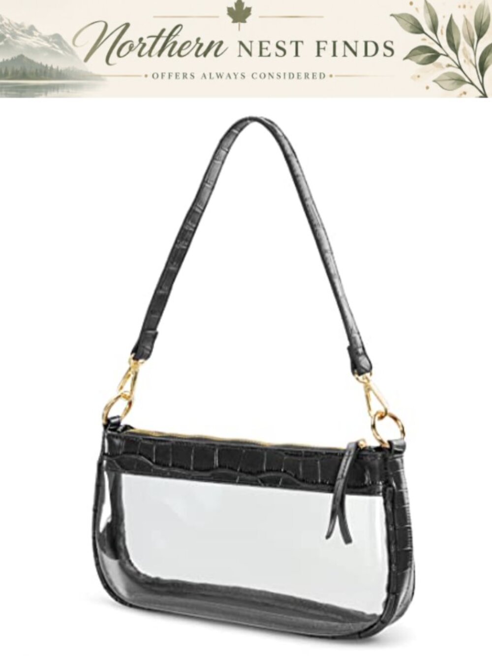 Clear PVC Crocodile Crossbody Shoulder Bag 90s Vegan Leather Stadium Purse